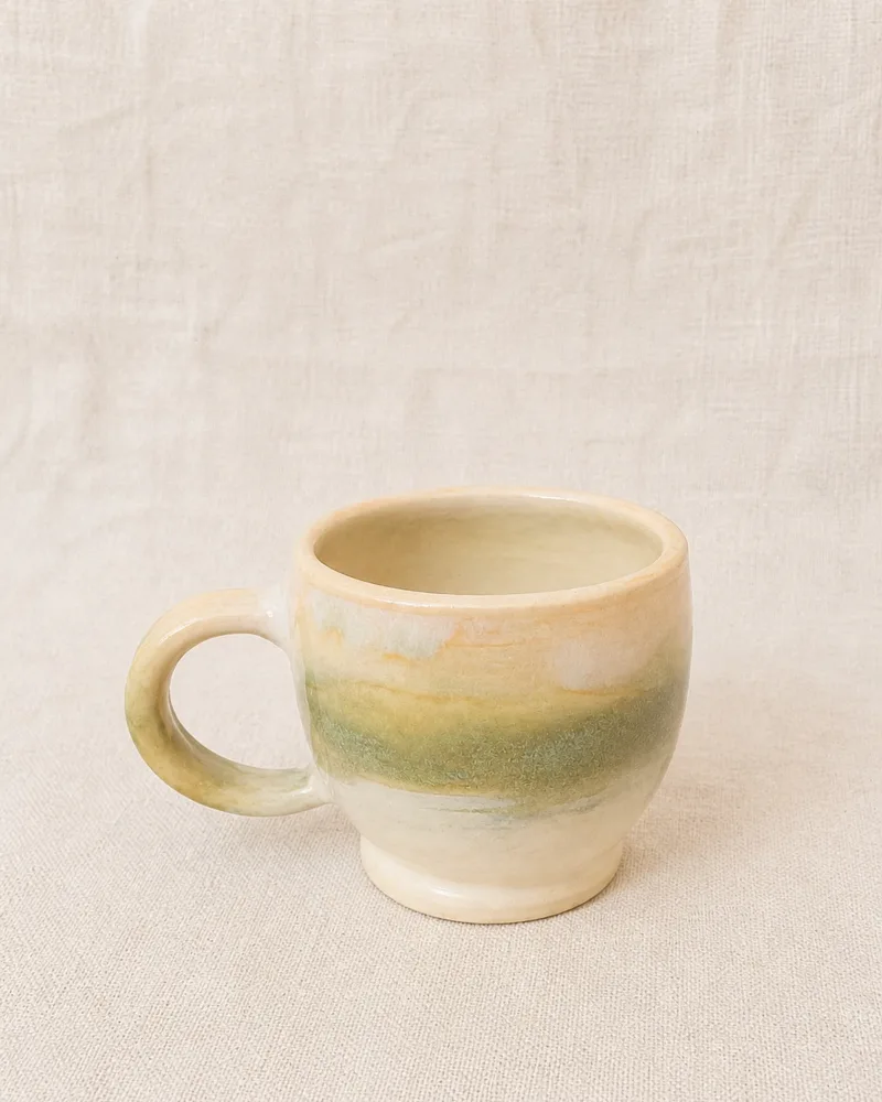 Foliage mug, stoneware with pressed-leaf motif